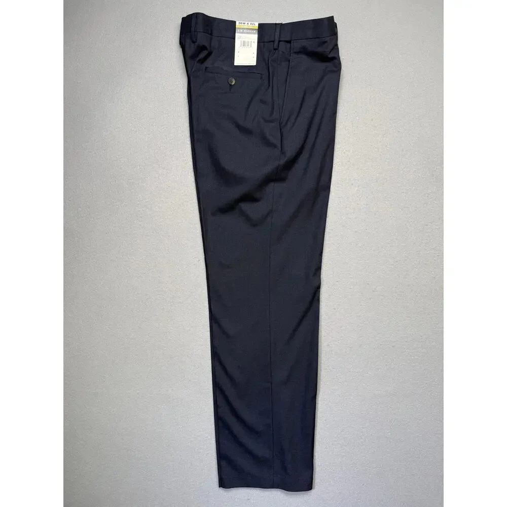 Haggar Men's Classic Fit Premium Stretch Suit Pants Navy 36x32 $100